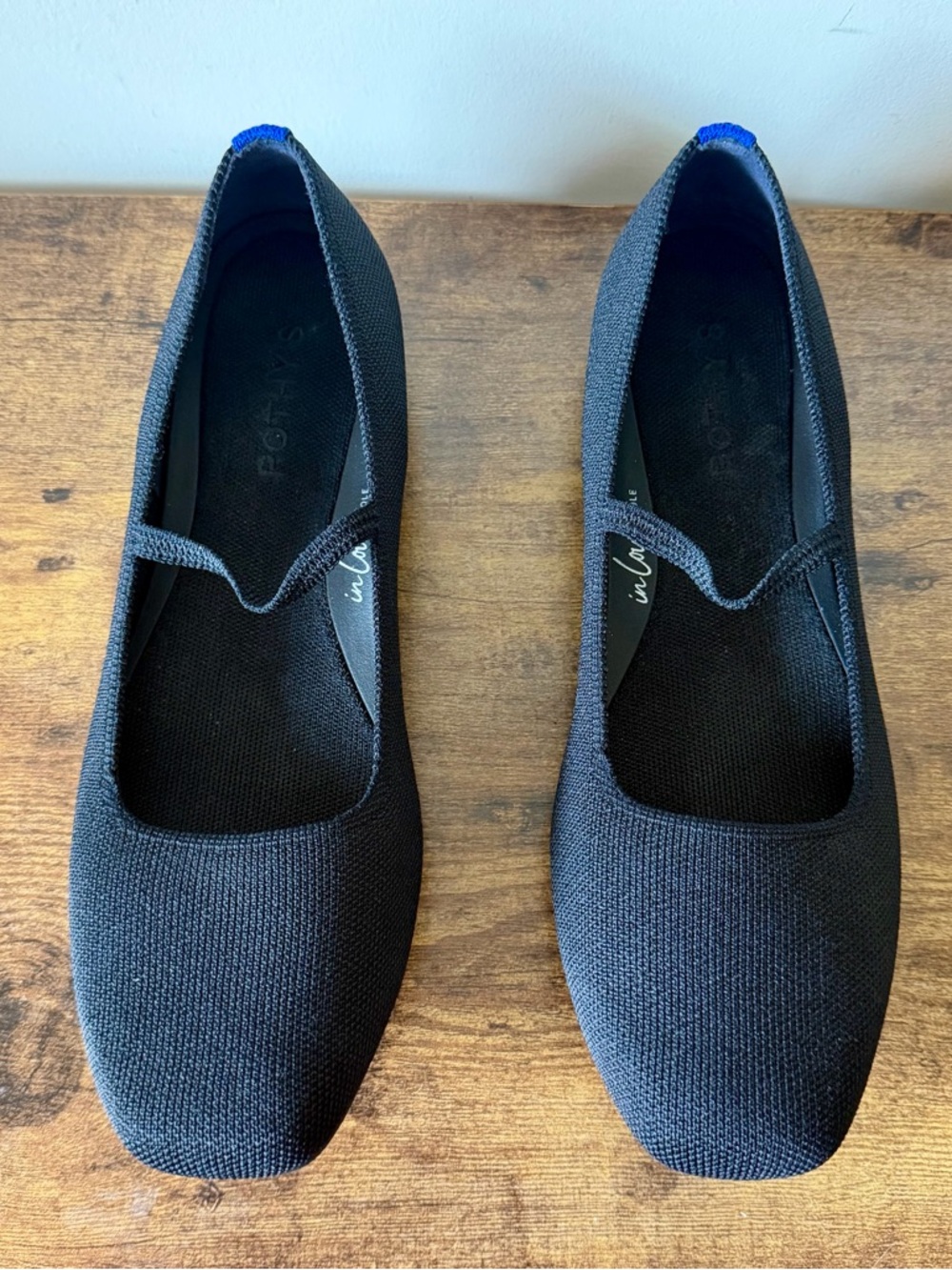 Rothy’s The Max Square Toe Mary Jane Flats Black Womens 10.5 Knit Shoes - Picture 6 of 10